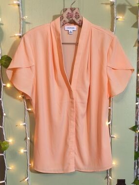 Women's Calvin Klein Creamcicle Orange Peach Butterfly Sleeve Blouse M